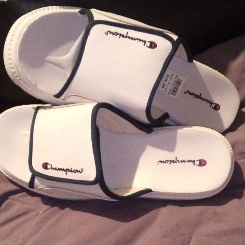 Women's Champion White Slide Sandals